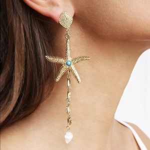 Ettika Star Fish and Charms Gold Plated Earrings